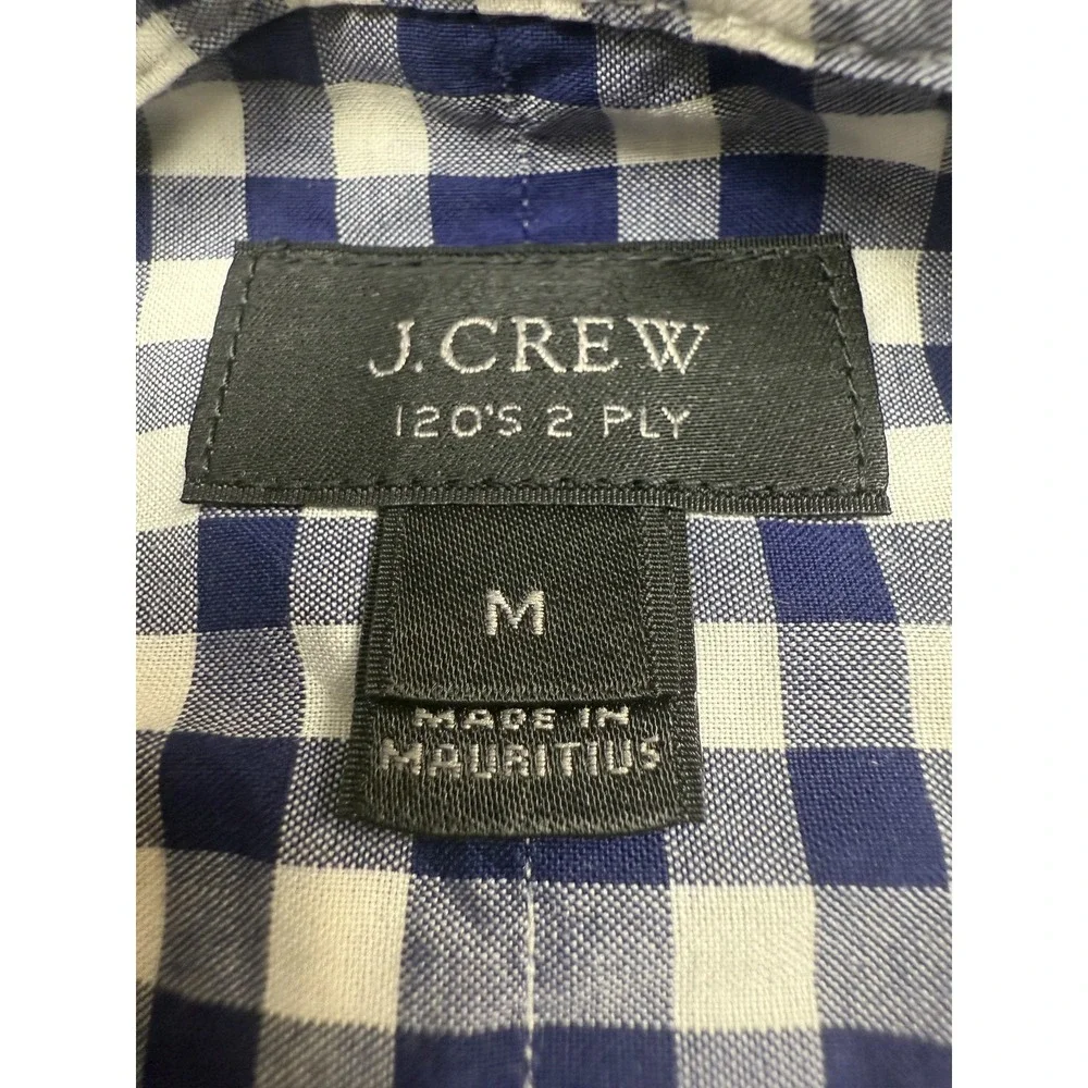 J. Crew Navy and White Gingham Button-Down Shirt